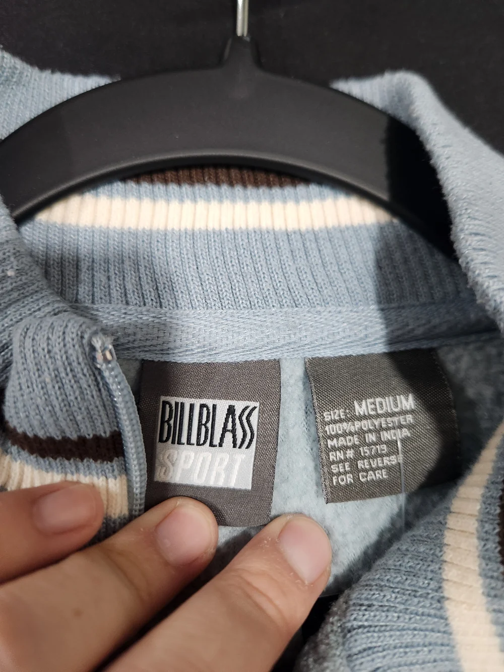 bill blass Light Blue Full-Zip Rib-Trim Sweater Jacket